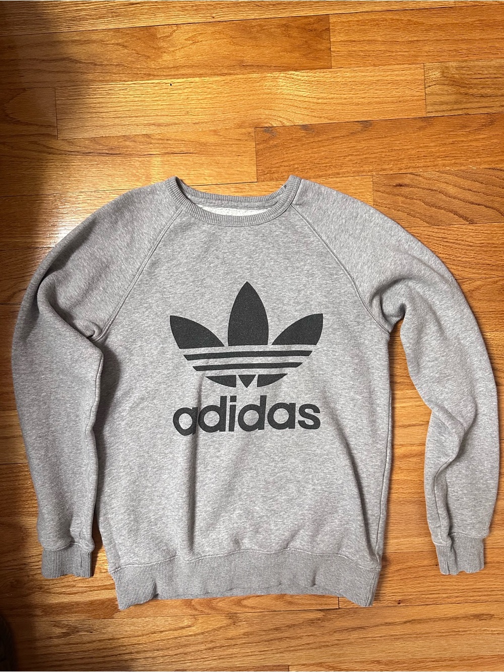 adidas Gray Crewneck Sweatshirt with Black Trefoil Logo